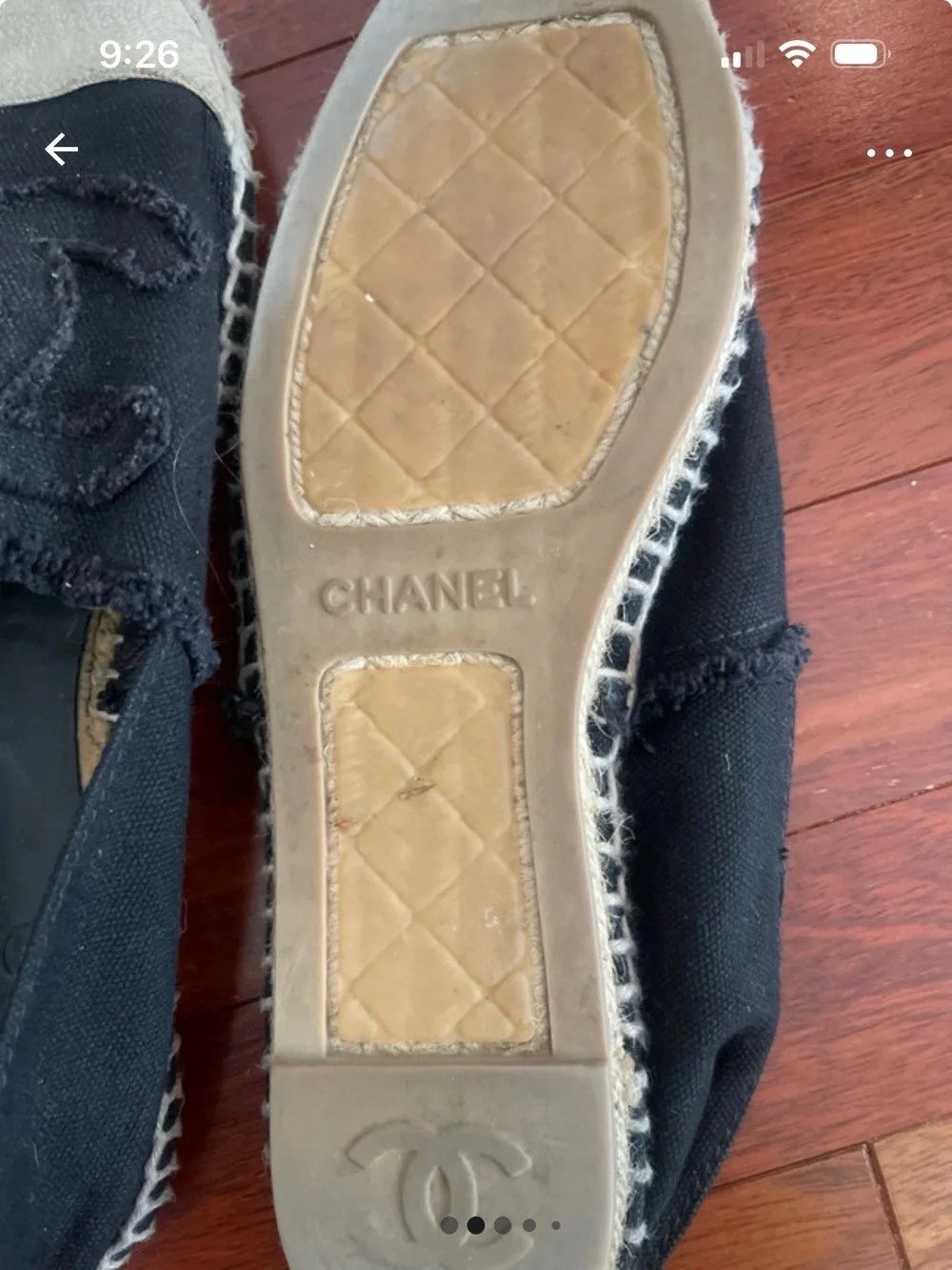 CHANEL Black and Cream Canvas Espadrilles with Braided CC